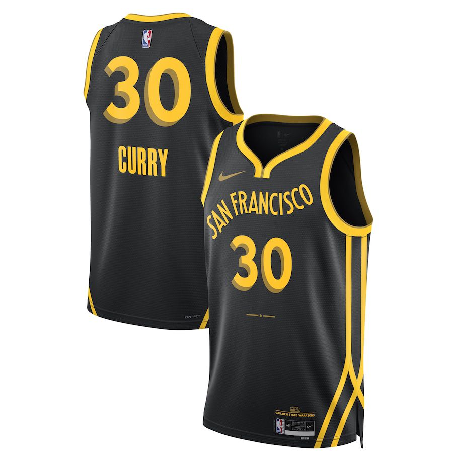 Men Golden State Warriors 30 Stephen Curry Nike Black City Edition 2023-24 Swingman NBA Jersey